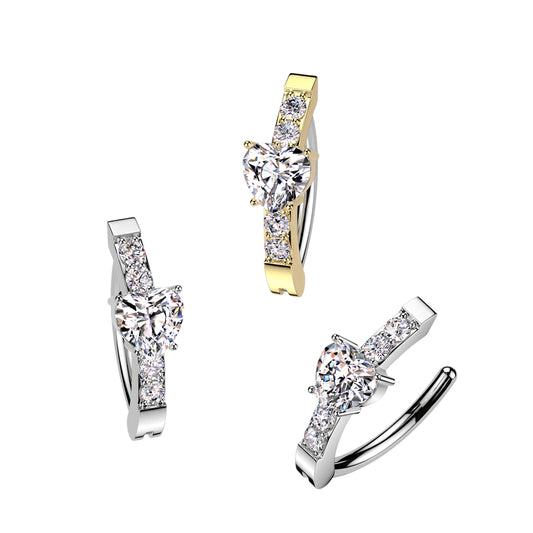 Claw-Set Crystal Heart Clicker 14g