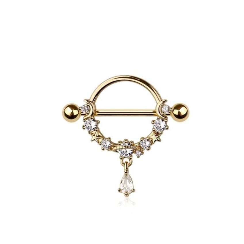 Nipple Shield 14g, 14mm bar Gold PVD