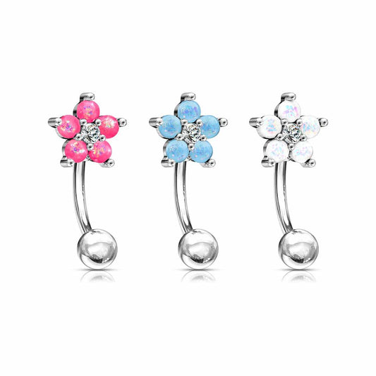 Opal Flower Curved Barbell 16g (6)