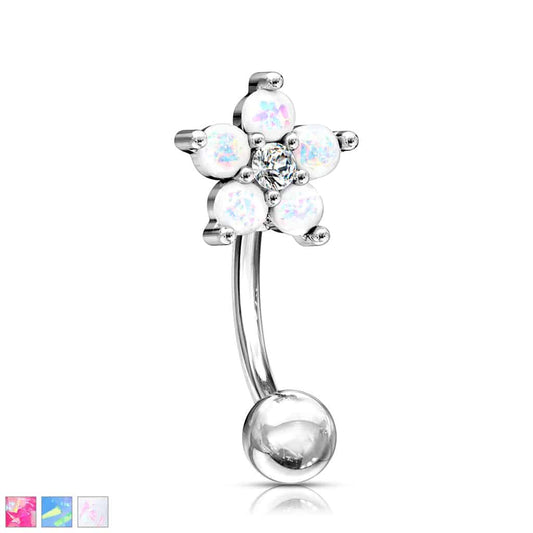 Opal Flower Curved Barbell 16g