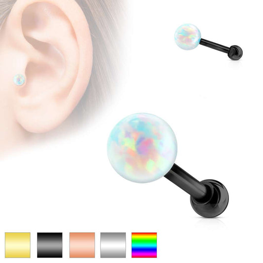 Opal Globe, Internally Threaded, 6mm Length, 4 or 5mm stone