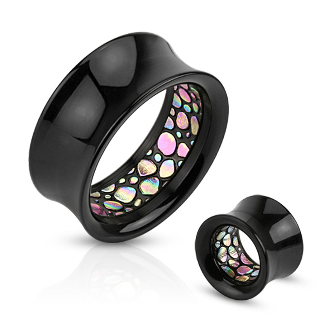 Lucite + Abalone Shell Inlay Double Flare Tunnel 0g - 1"