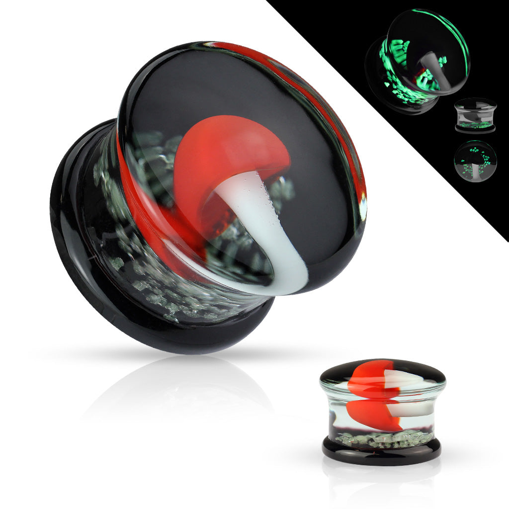 Glass Mushroom Double Flare Plugs 2g - 5/8"