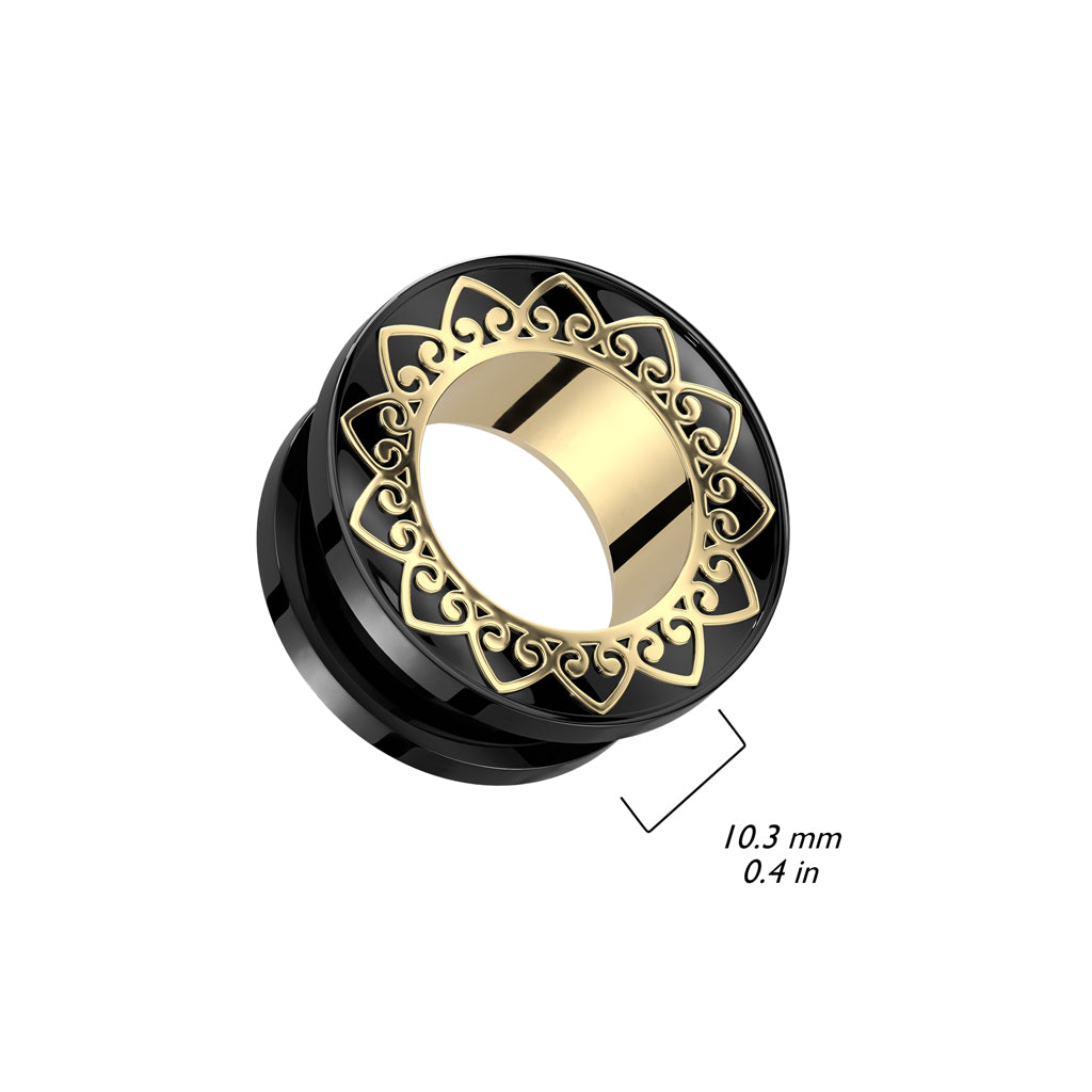 PVD Surgical Steel Golden Petalwheel Plugs 0g - 1"