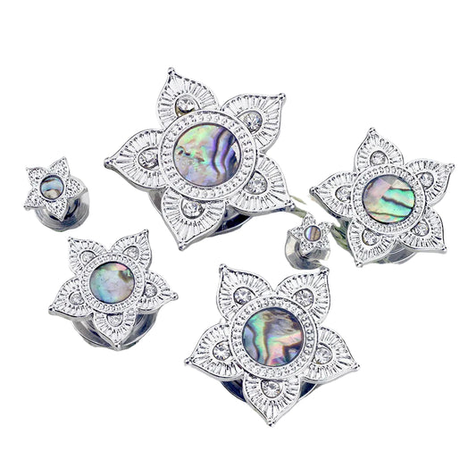 Abalone Tribal Flower Plugs 8g - 1/2"
