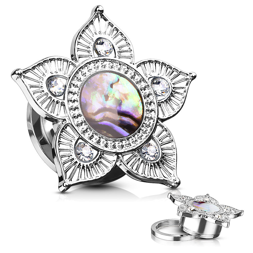 Abalone Tribal Flower Plugs 8g - 1/2"