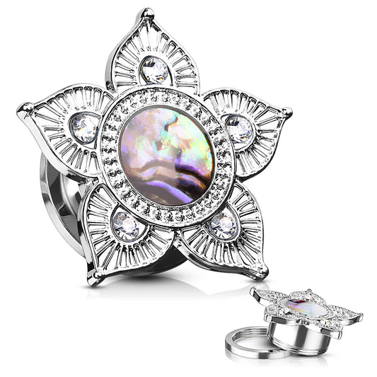 Abalone Tribal Flower Plugs 8g - 1/2"