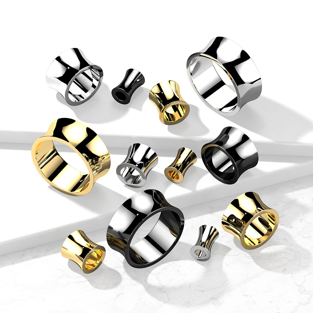 Surgical Steel Concave Double Flare Tunnels 2g - 3/4"
