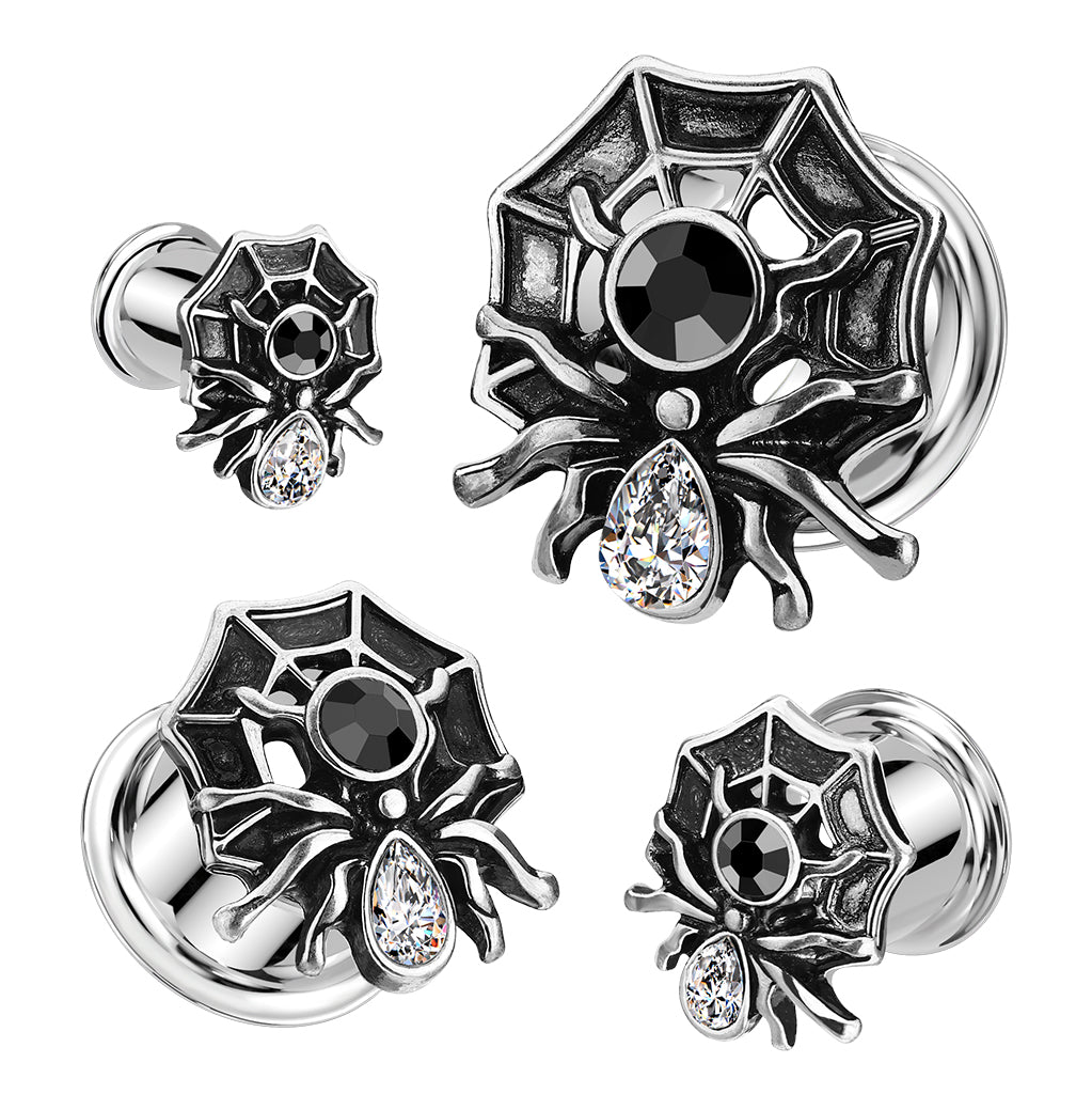 Gothic Spider Double Flare Plugs 2g - 5/8"