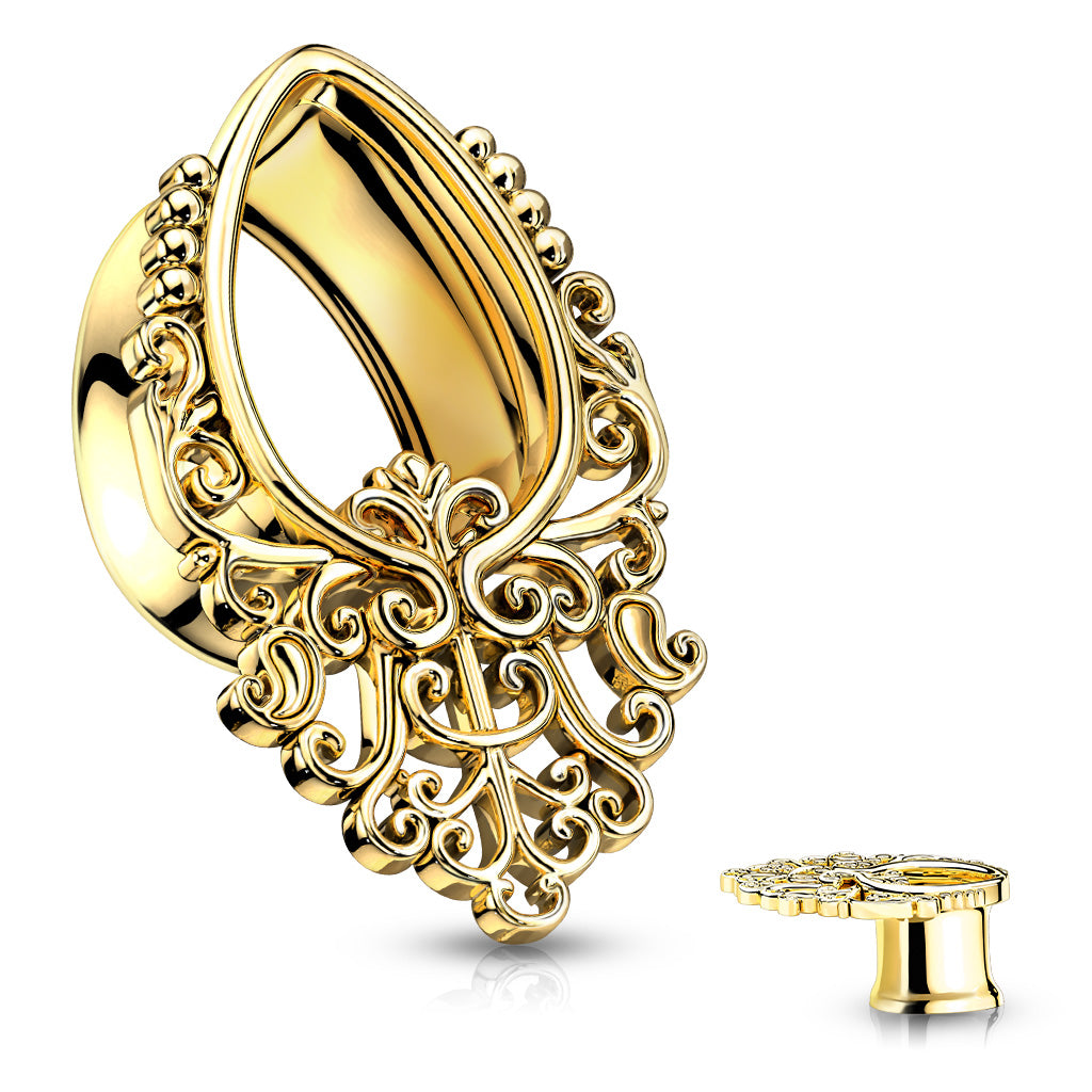 Victorian Filigree Teardrop Double Flare Tunnel 0g - 5/8"