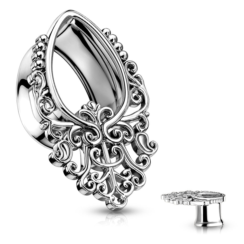 Victorian Filigree Teardrop Double Flare Tunnel 0g - 5/8"