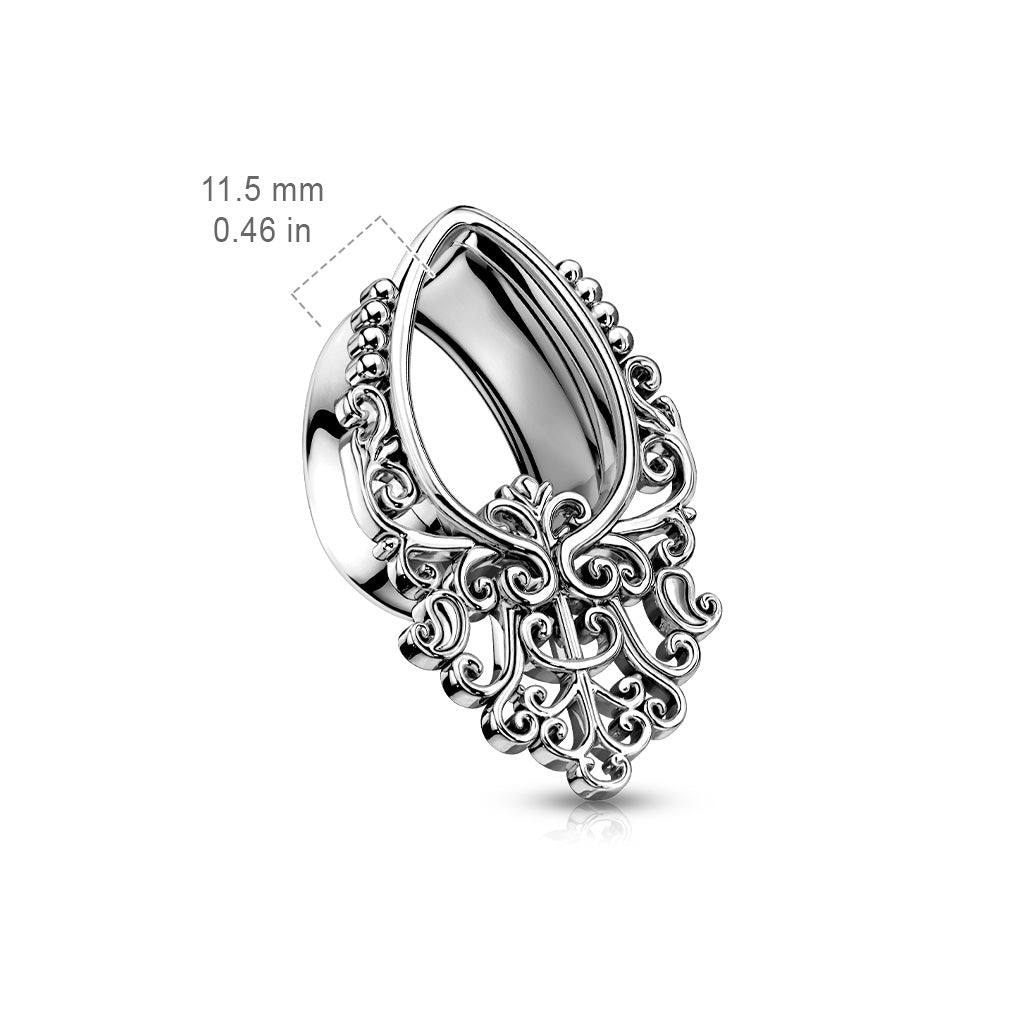 Victorian Filigree Teardrop Double Flare Tunnel 0g - 5/8"