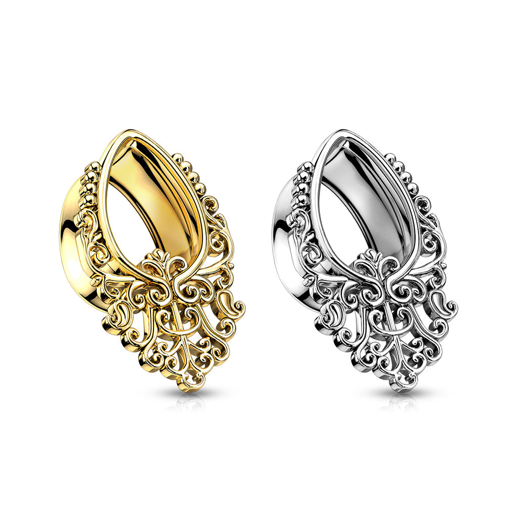Victorian Filigree Teardrop Double Flare Tunnel 0g - 5/8"
