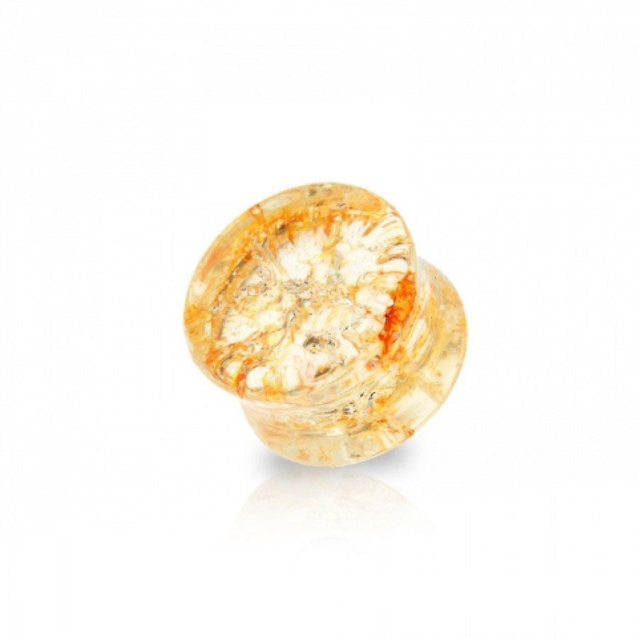 Round Smokey Crushed Glass Double Flare Plugs 2g - 1"