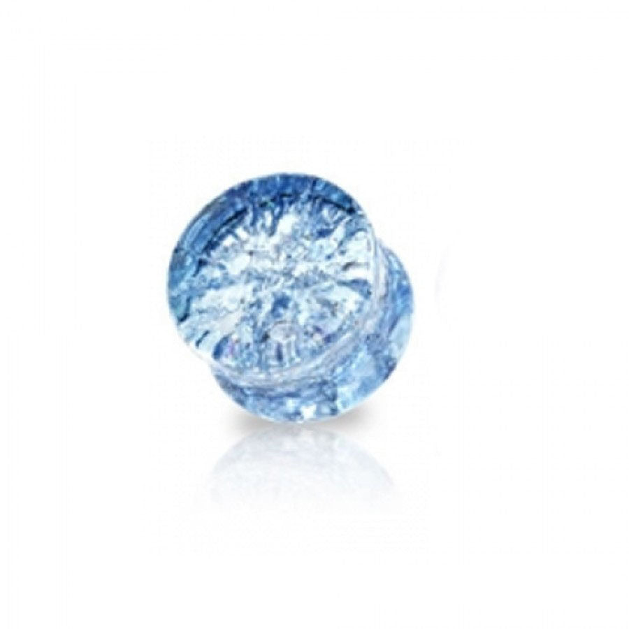 Round Smokey Crushed Glass Double Flare Plugs 2g - 1"