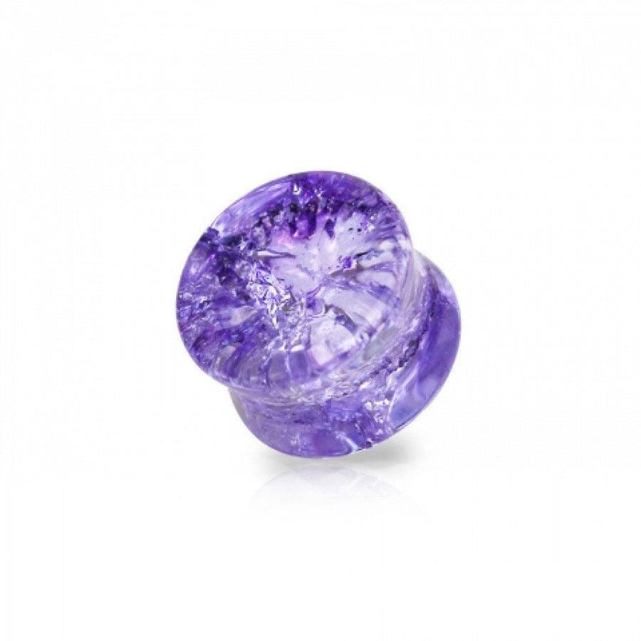 Round Smokey Crushed Glass Double Flare Plugs 2g - 1"