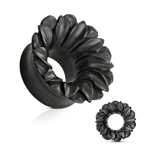 Black Areng Wood + Lotus Double Flare Tunnels 2g - 1"