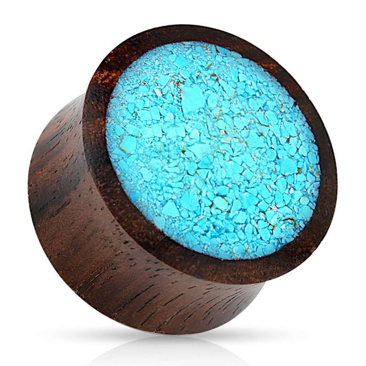 Sono Wood with Crushed Turquoise - Saddle Plug 2, 0, 00, 1-2, 9-16, 5-8, 3-4, 7-8, 1