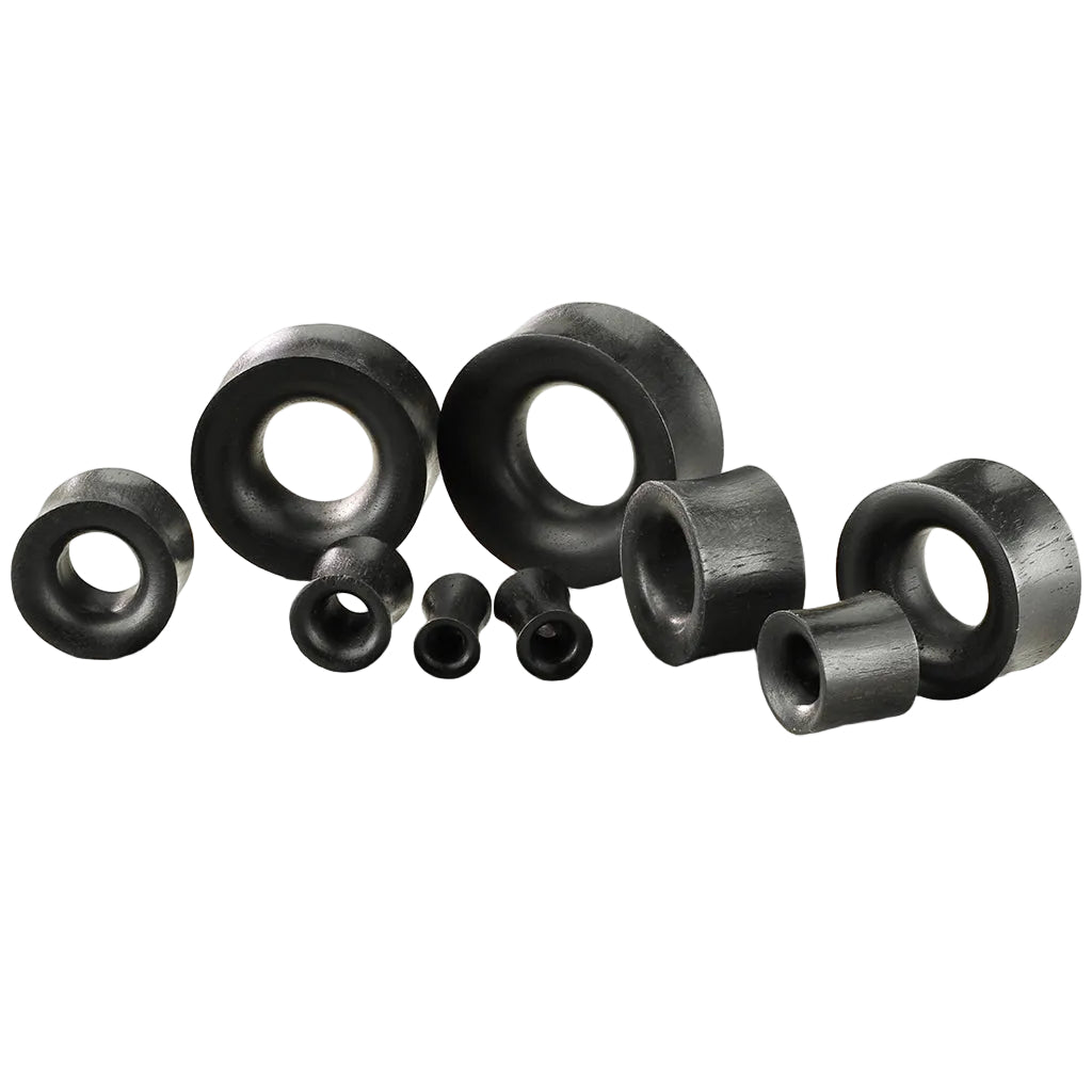 Black Areng Wood Double Flare Tunnels 4g - 1"