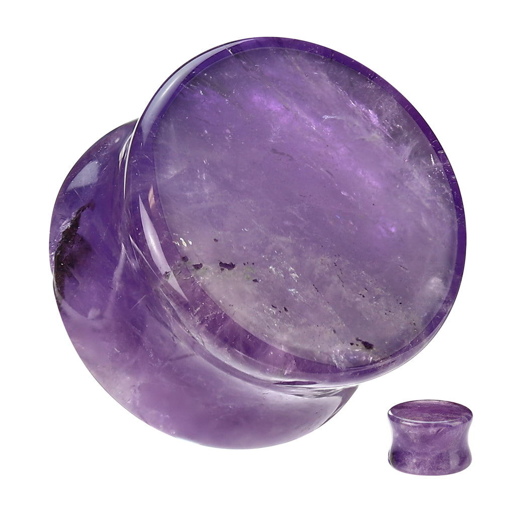 Amethyst Stone Plugs 2g - 1"