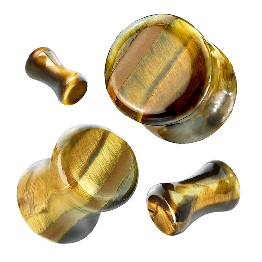Tiger Eye Stone Handmade Plugs 4g - 1"