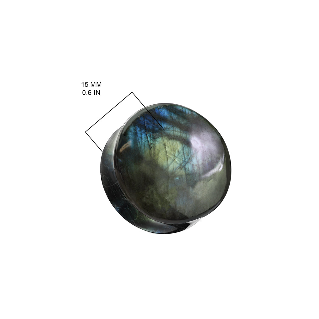 Labradorite Stone Double Flare Plugs 4g - 1"