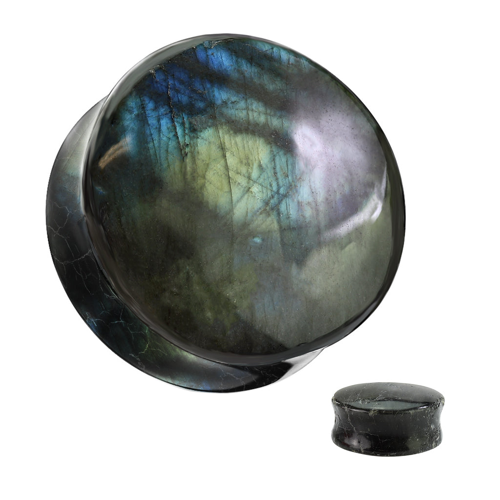 Labradorite Stone Double Flare Plugs 4g - 1"