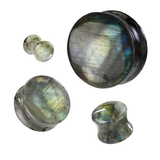 Labradorite Stone Double Flare Plugs 4g - 1"