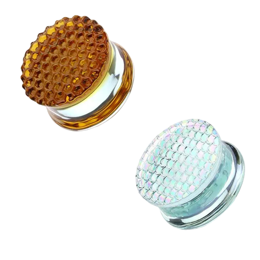 Faceted Glass Double Flare Plugs 2g - 1"