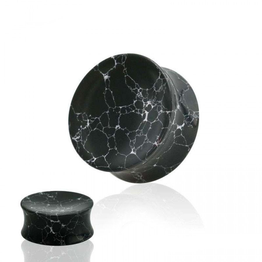 Howlite Stone Double Flare Concave Plugs 4g - 1 1/2"