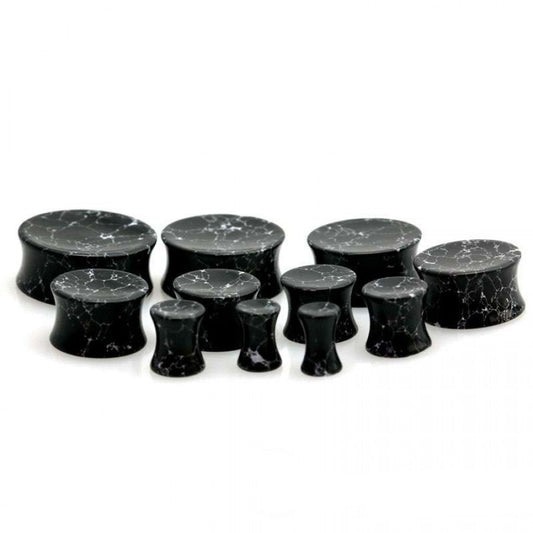 Howlite Stone Double Flare Concave Plugs 4g - 1 1/2"