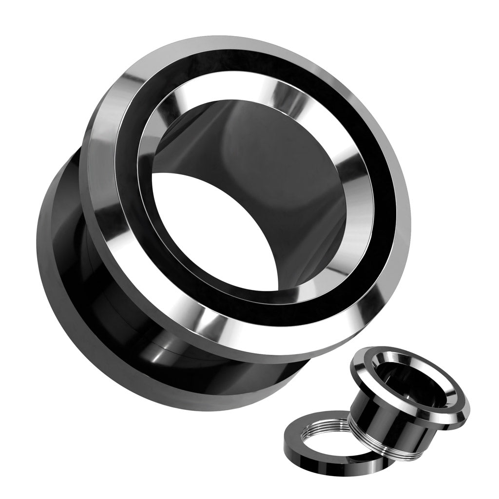 Surgical Steel + Blackline PVD Machine Head Tunnels 0g - 1"