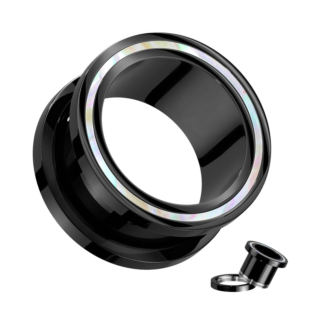 Blackline PVD + Mother of Pearl Inlay Machine Head Tunnels 2g - 1"