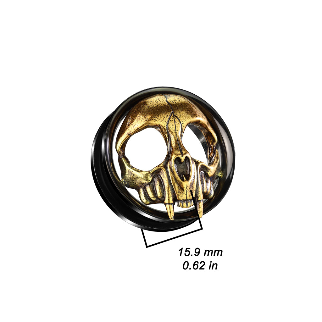 Gold Skull Plugs Machine Head 0g - 1"