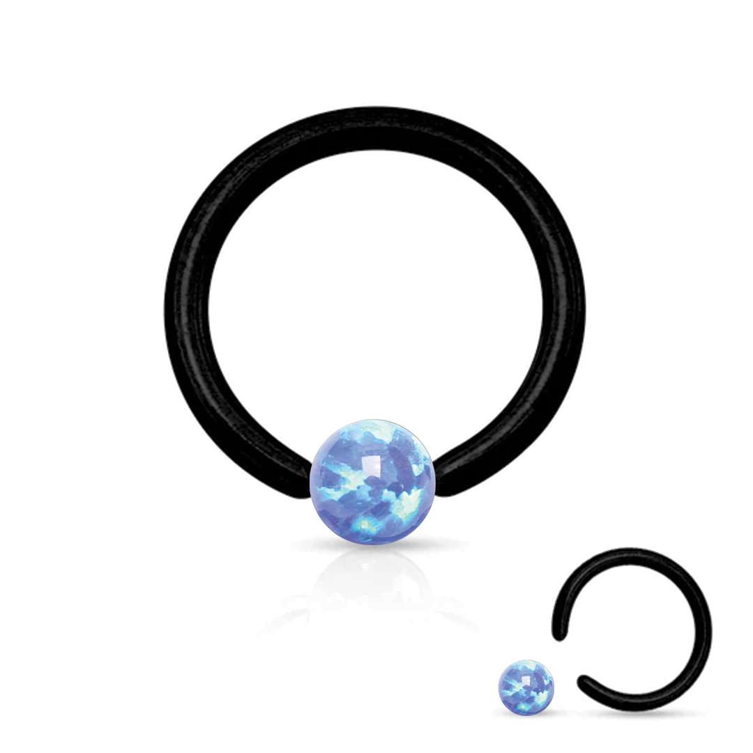 PVD Opal Captive Bead Ring Blue