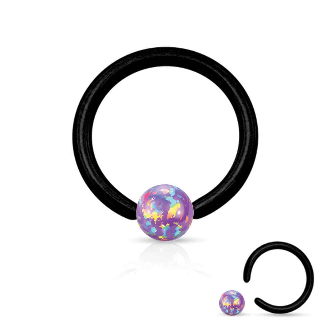 PVD Opal Captive Bead Ring Purple