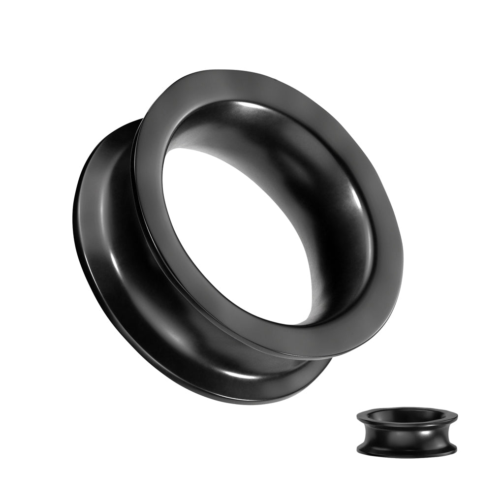Black Silicone Rounded Edge Double Flare Tunnels 1 1/8" - 1 1/2"