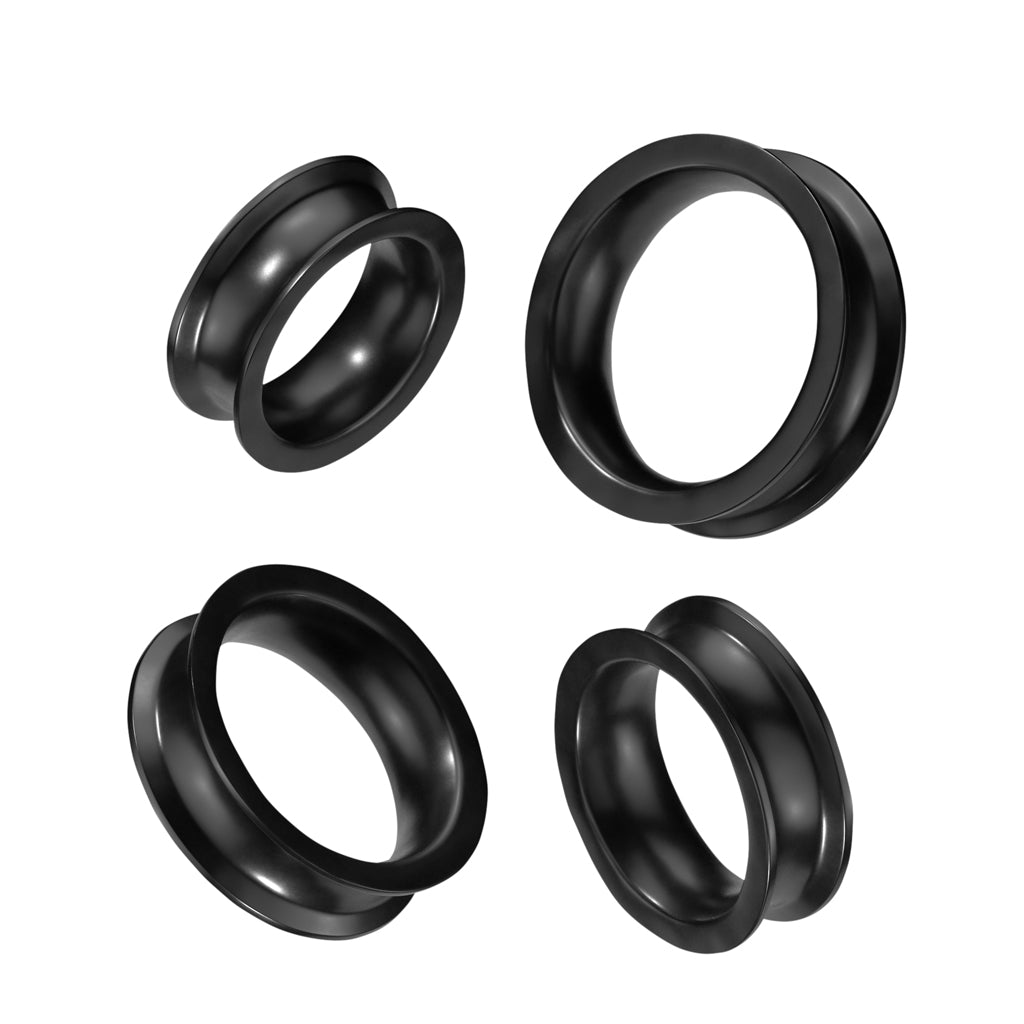 Black Silicone Rounded Edge Double Flare Tunnels 1 1/8" - 1 1/2"