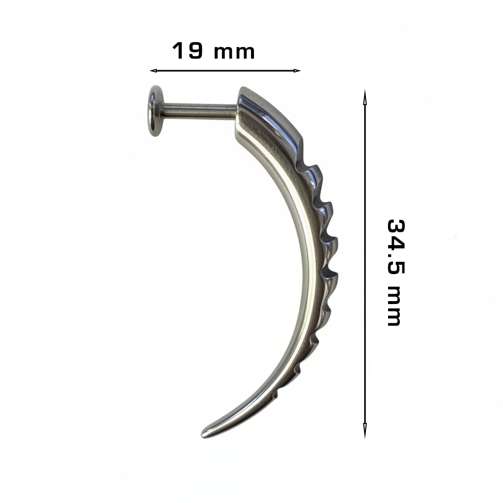 Surgical Steel Curved Textured Spike Disturbed Flat Back 14g