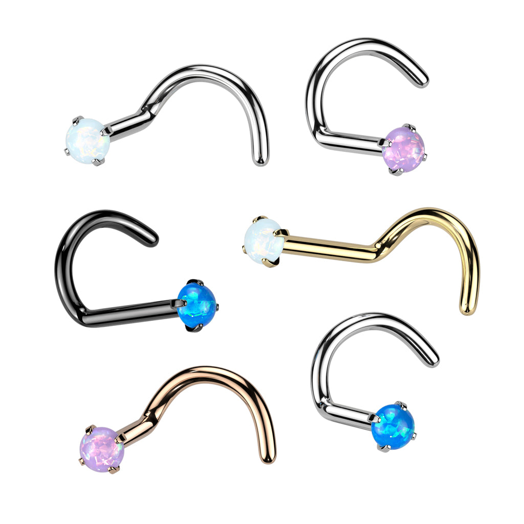 Premium Grade23 Titanium Opal Nose Screw - Claw-Set - 18g, 2.5mm Opal