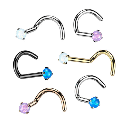 Premium Grade23 Titanium Opal Nose Screw - Claw-Set - 18g, 2.5mm Opal