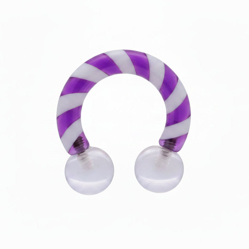 Lucite Stripes Circular Barbell Externally Threaded