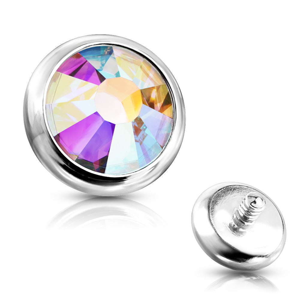 Premium Bezel-Set Crystal Microdermal Head 16g