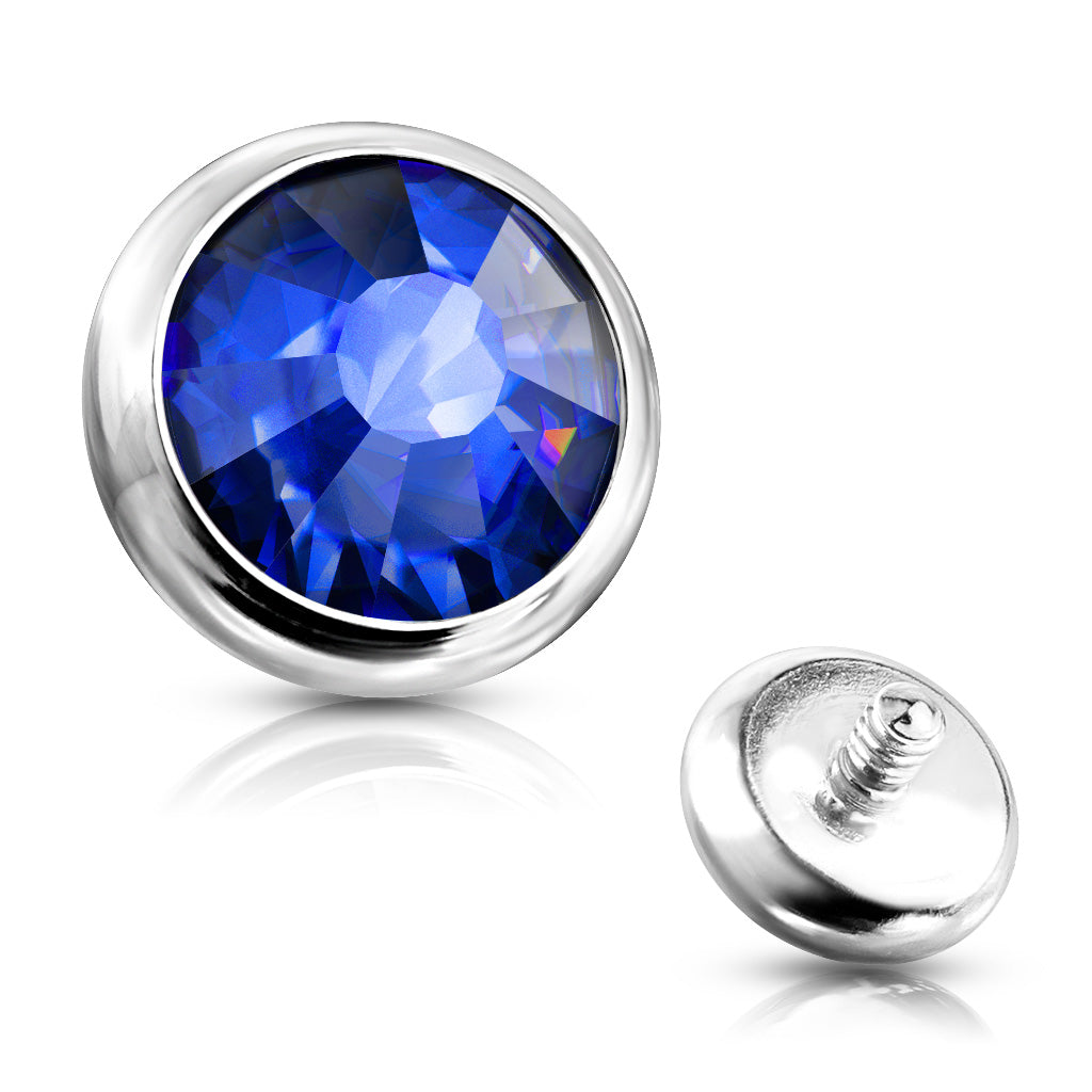 Premium Bezel-Set Crystal Microdermal Head 16g