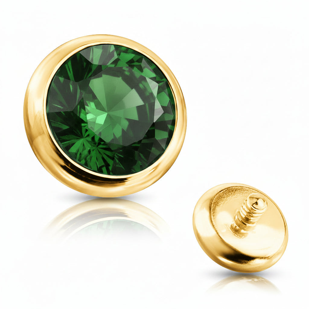 Premium Bezel-Set Crystal Microdermal Head 14g