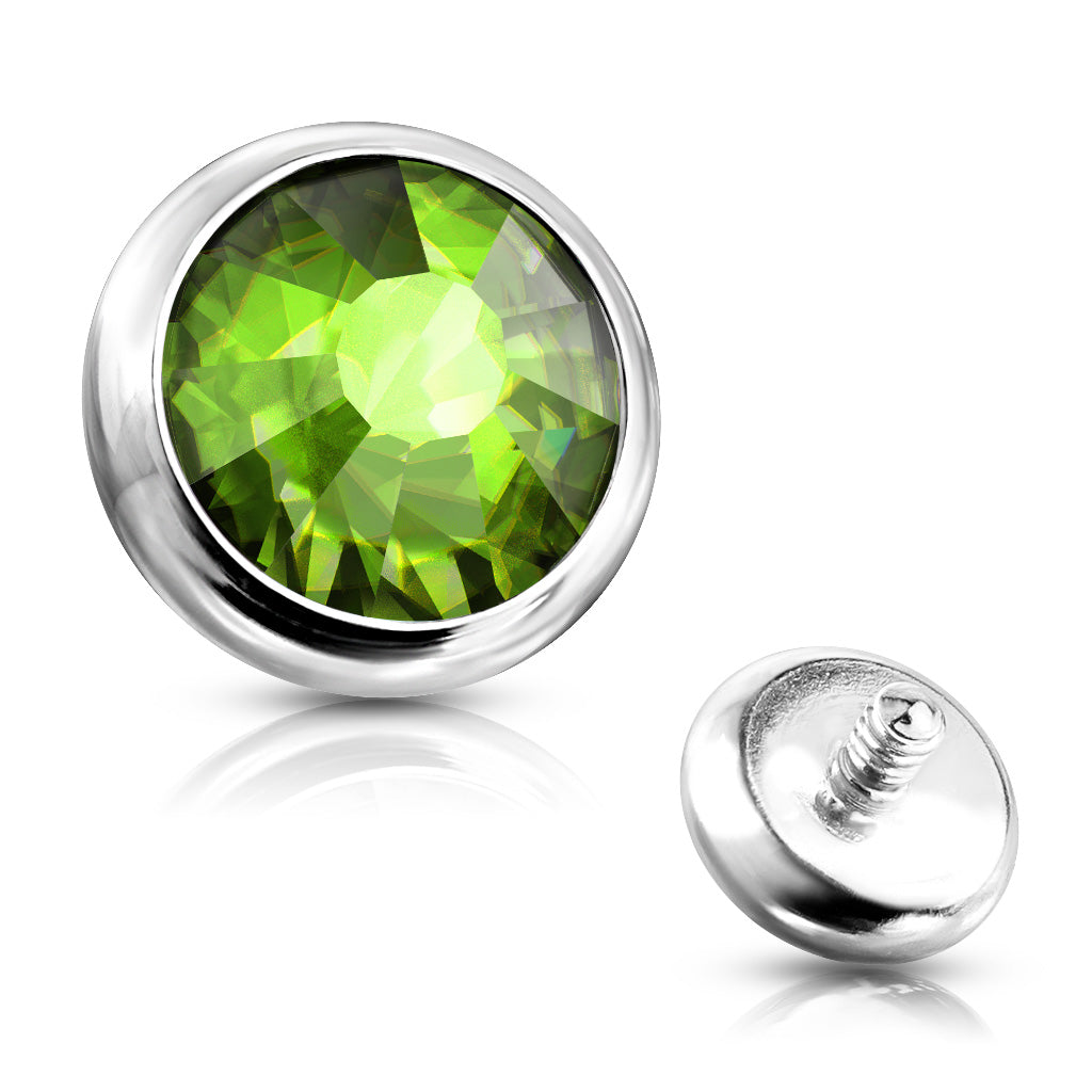 Premium Bezel-Set Crystal Microdermal Head 14g