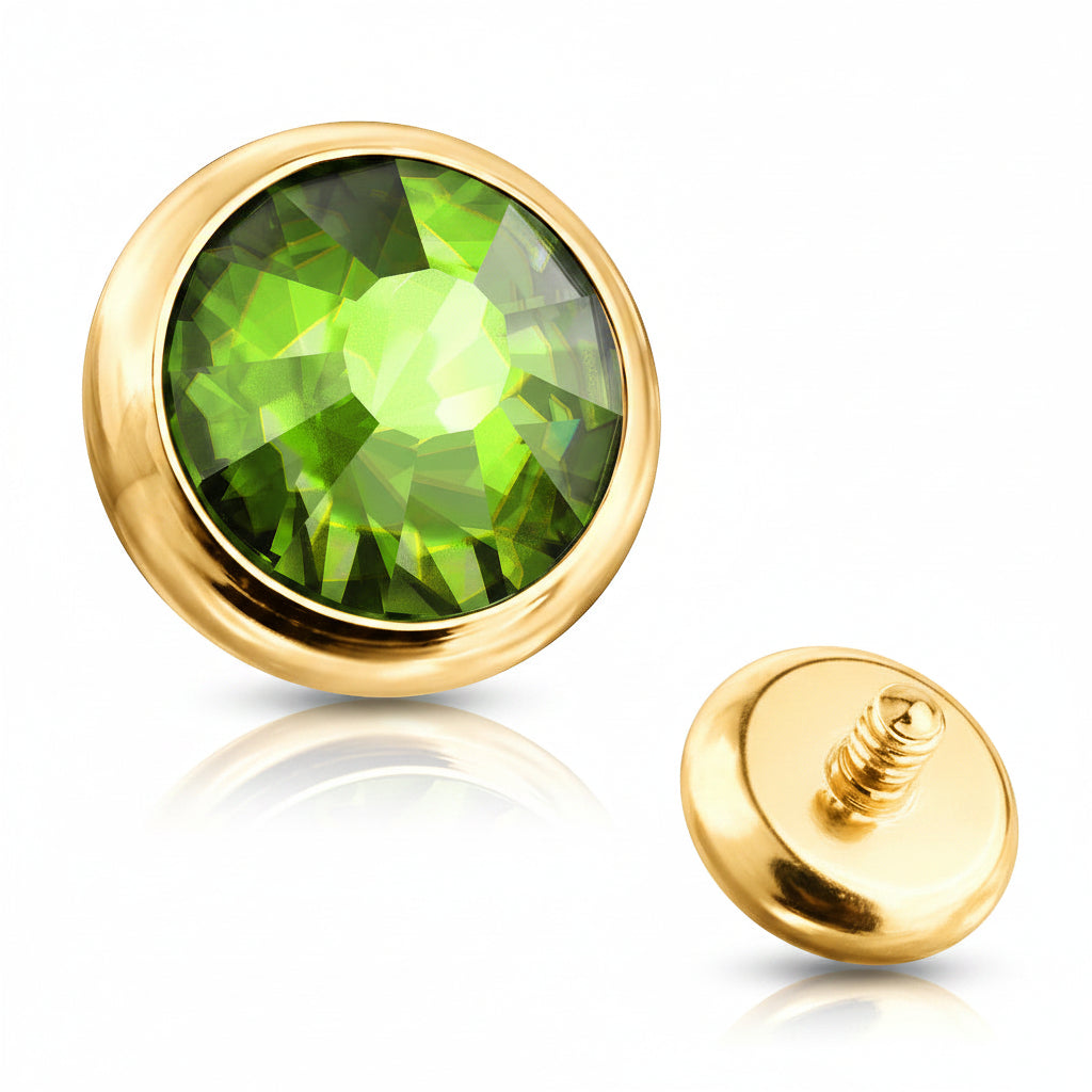Premium Bezel-Set Crystal Microdermal Head 14g