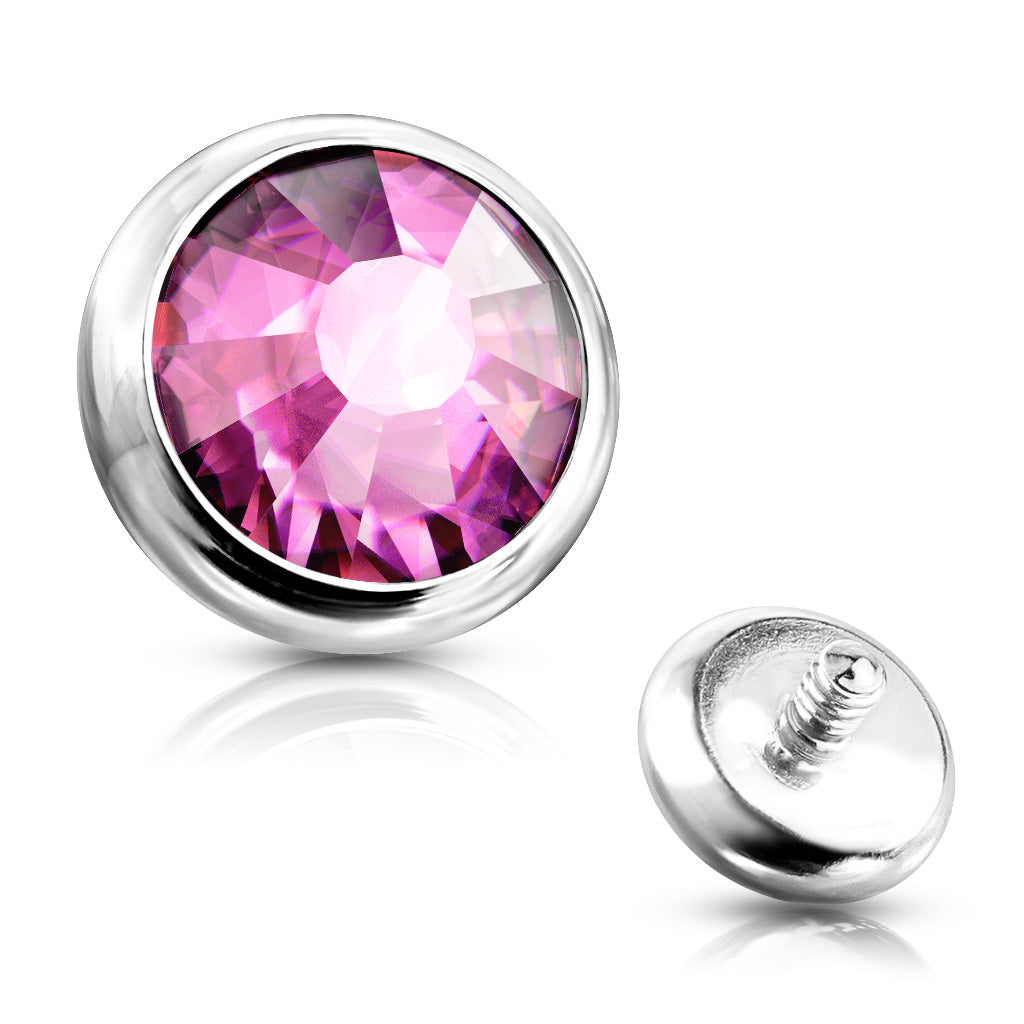 Premium Bezel-Set Crystal Microdermal Head 16g