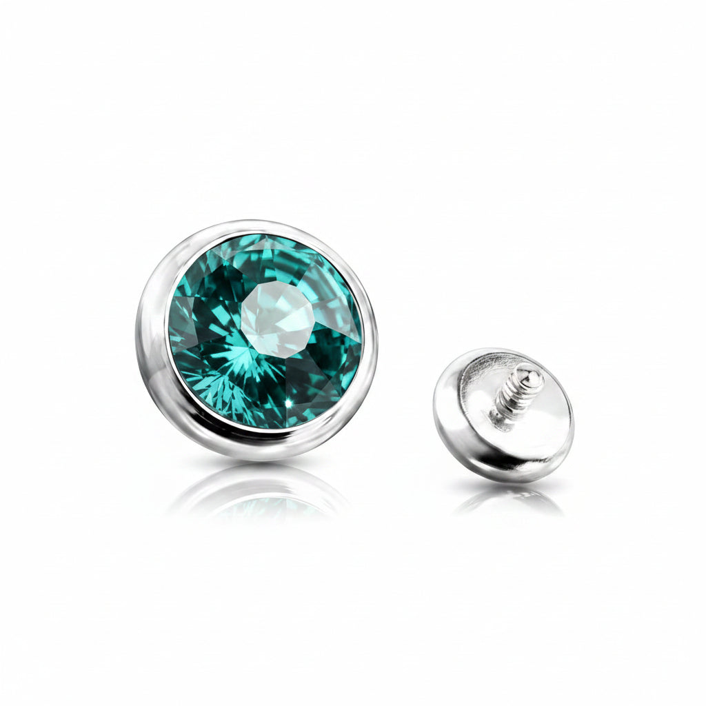 Premium Bezel-Set Crystal Microdermal Head 14g