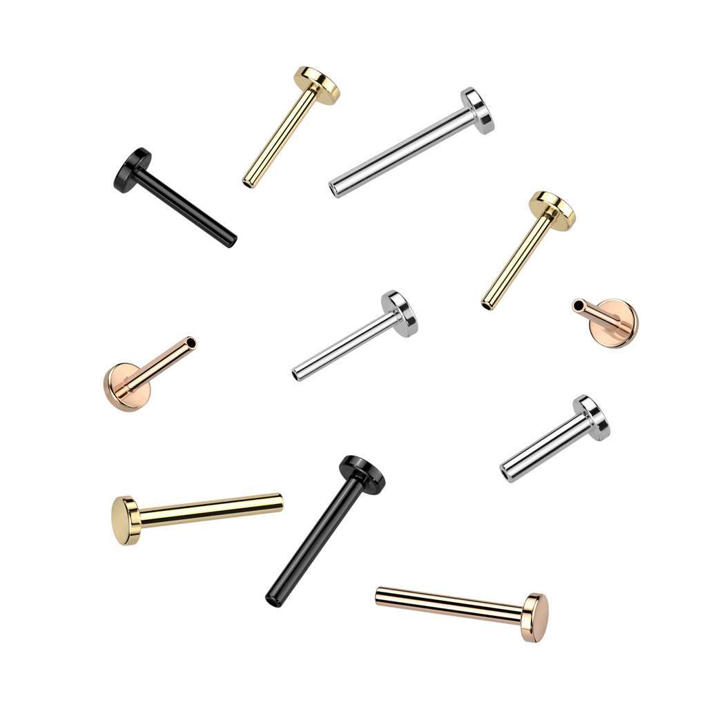 Threadless Flat Back - 2mm Base - 20g, 18g - 6mm, 8mm